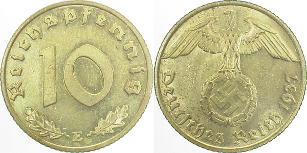 10 Pfennig 1937 E J364 Erstabschlag