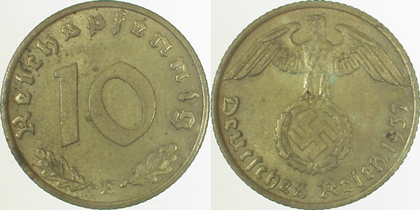 10 Pfennig 1937 E J364 Drittes Reich