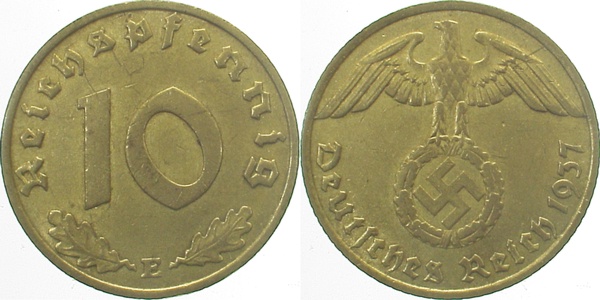 10 Pfennig 1937 E J364 Drittes Reich