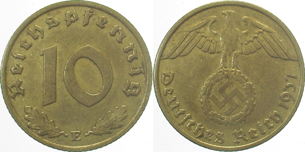 10 Pfennig 1937 E J364 Drittes Reich
