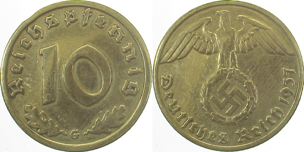 10 Pfennig 1937 G J387 Drittes Reich