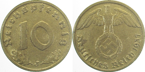 10 Pfennig 1937 J J364 Drittes Reich