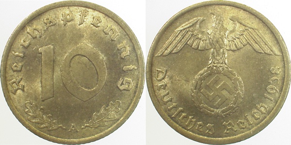 10 Pfennig 1938 A J364 Drittes Reich