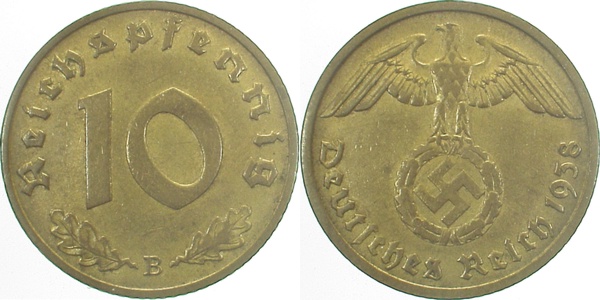 10 Pfennig 1938 B J364 Drittes Reich