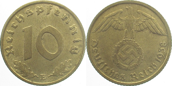 10 Pfennig 1938 E J364 vz- Drittes Reich
