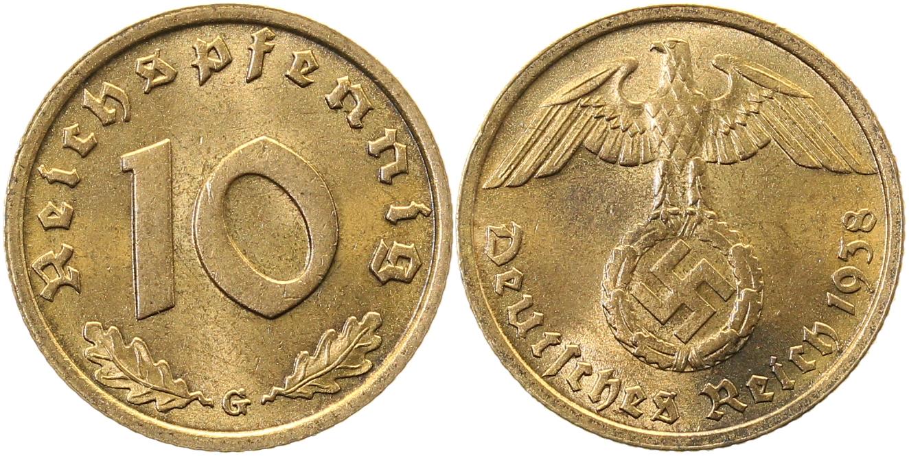 10 Reichspfennig 1938 G J364 Drittes Reich
