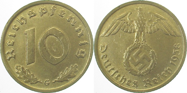 10 Pfennig 1938 G J364 Drittes Reich