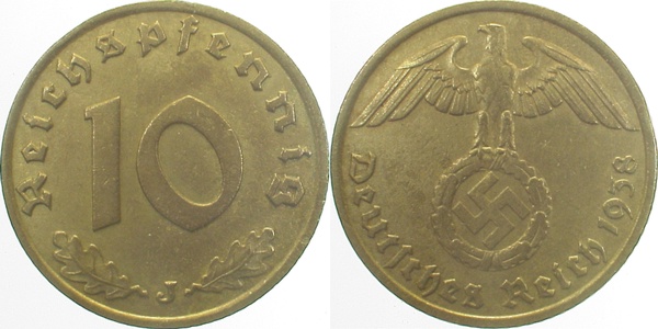 10 Pfennig 1938 J J364 Drittes Reich