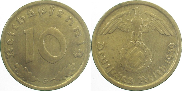 10 Pfennig 1939 G J364 Drittes Reich