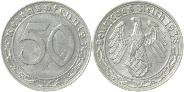 50 Reichspfennig 1938 A vz/st J365