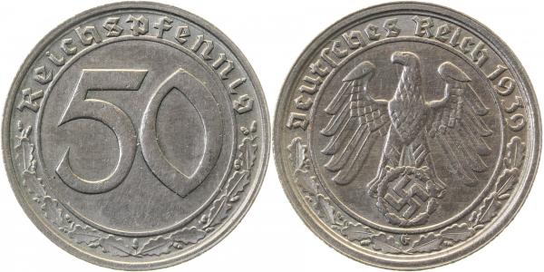 50 Reichspfennig 1939 G ss/vz J365