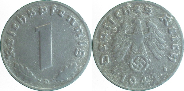 1 Pfennig 1942 D vz J369 vz 1 Pfennig