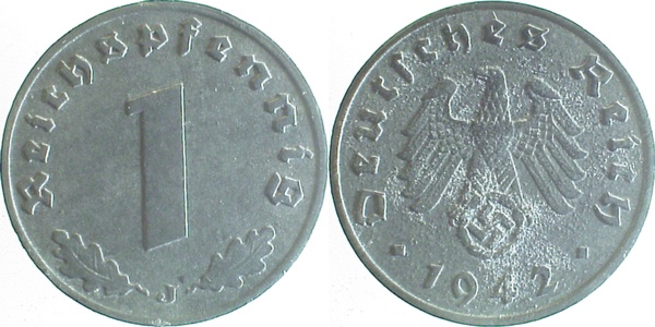 1 Pfennig 1942 J vz J369 vz 1 Pfennig