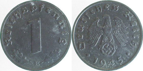 1 Pfennig 1945 E prfr J369 prfr 1 Pfennig