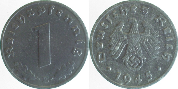 1 Pfennig 1945 E vz+ J369 vz+ 1 Pfennig