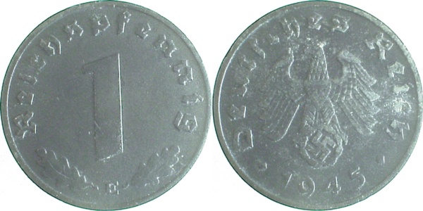 1 Pfennig 1945 E ss/vz J369 ss / vz 1 Pfennig