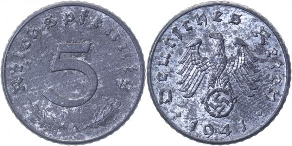 5 Pfennig 1941 A J370 Drittes Reich