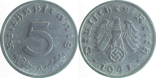 5 Pfennig 1941 A J370 Drittes Reich
