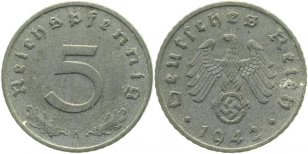 5 Pfennig 1942 A J370 Drittes Reich