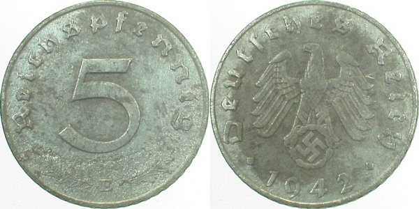 5 Pfennig 1942 E J370 Drittes Reich