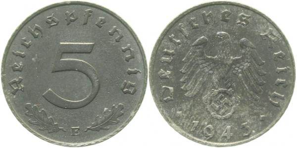 5 Pfennig 1943 E vz J370 vz 5 Pfennig