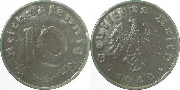 10 Reichspfennig 1940 B Zink J371