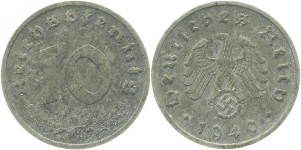 10 Pfennig 1940 F vz/stgl J371 vz / stgl 10 Pfennig