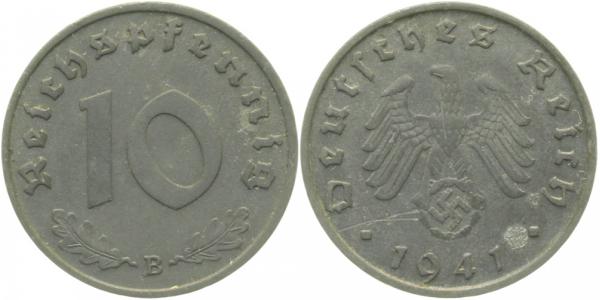 10 Pfennig 1941 B vz min Krätzerchen ! J371 vz 10 Pfennig
