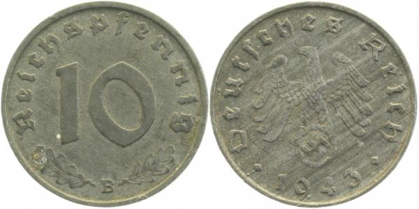 10 Pfennig 1943 B vz J371 vz 10 Pfennig