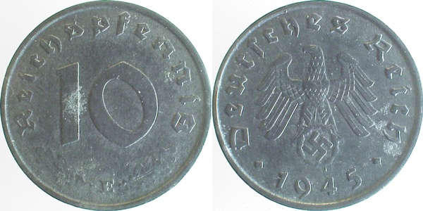 10 Pfennig 1945 E vorzüglich J371