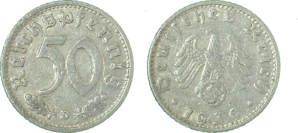 50 Reichspfennig 1939 D ss J372