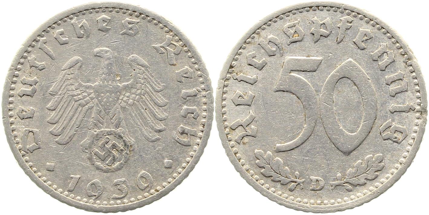 50 Reichspfennig 1939 D s/ss J372
