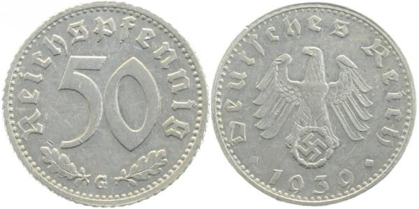 50 Reichspfennig 1939 G fast vz ! J372