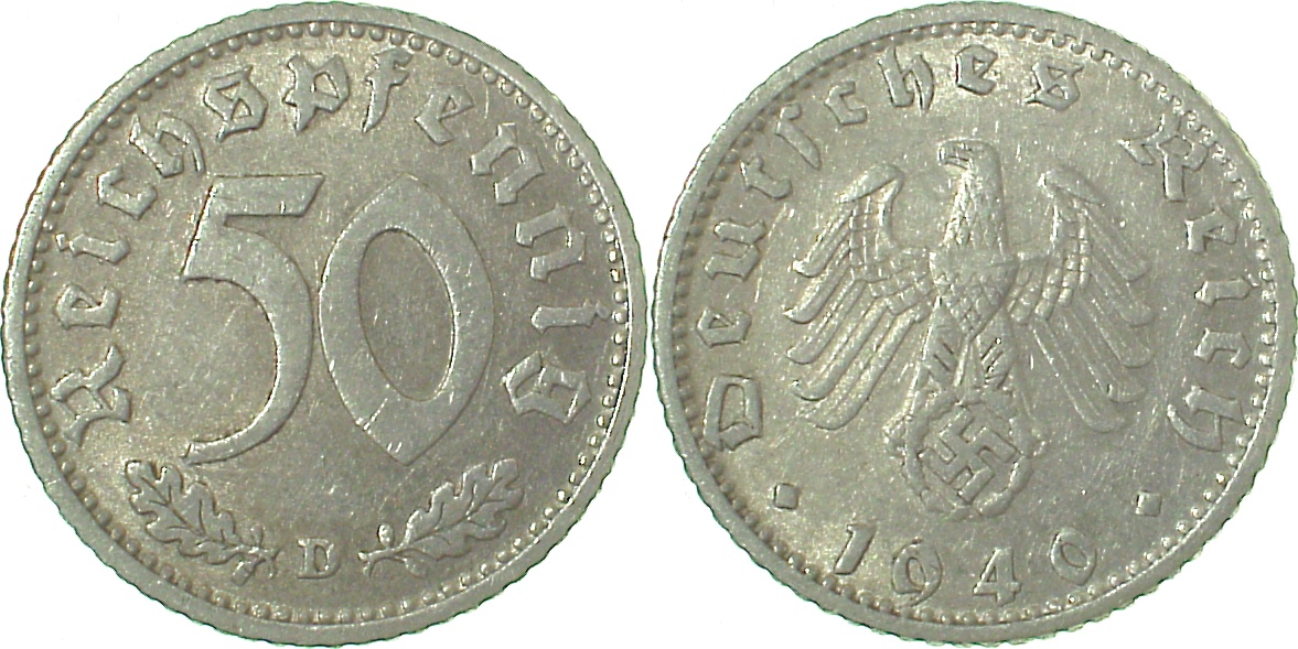 50 Reichspfennig 1940 D ss/vz J372