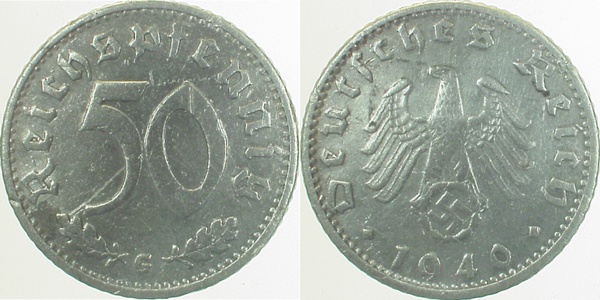 50 Reichspfennig 1940 G ss Jaeger 372
