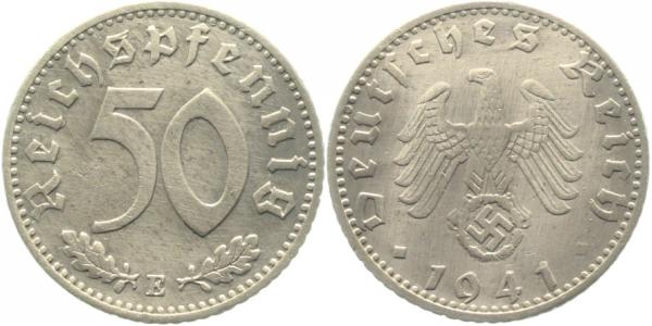 50 Reichspfennig 1941 E ss/vz gereinigt J372