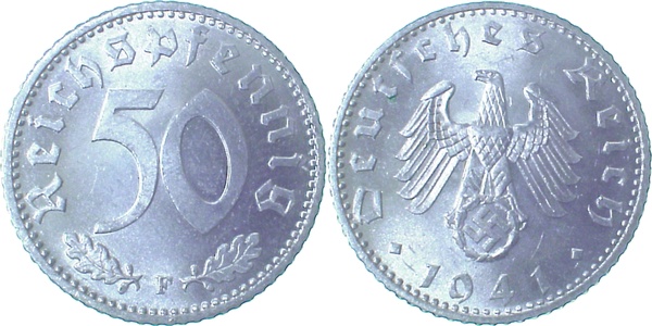 50 Reichspfennig 1941 F stgl/prfr/stgl J372