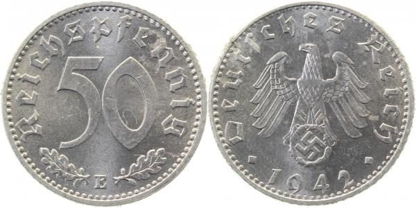 50 Reichspfennig 1942 E vz/st min Korr J372