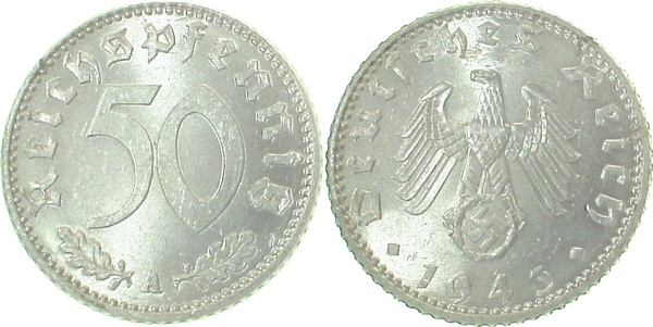 50 Reichspfennig 1943 A vz/st J372