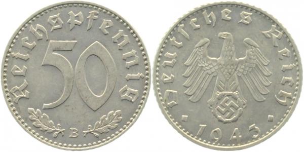 50 Reichspfennig 1943 B vz/prfr! J372