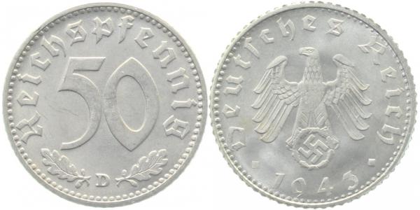 50 Pfennig 1943 D J372 prf/stgl !
