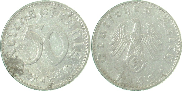 50 Reichspfennig 1943 J s/ss kl Fleck J372