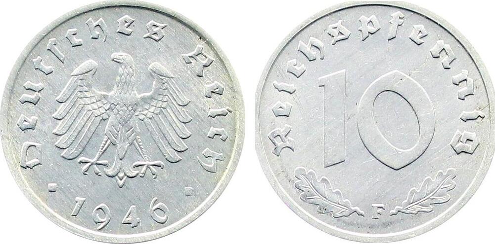 10 Pfennig 1946 F J375 Alliierte Besatzung zaponiert