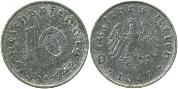 10 Pfennig 1947 A Alliierte Besatzung J375 fast prfr
