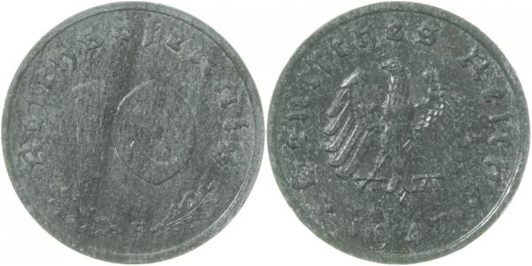 10 Pfennig 1947 F prfr J375 Alliierte Besatzung