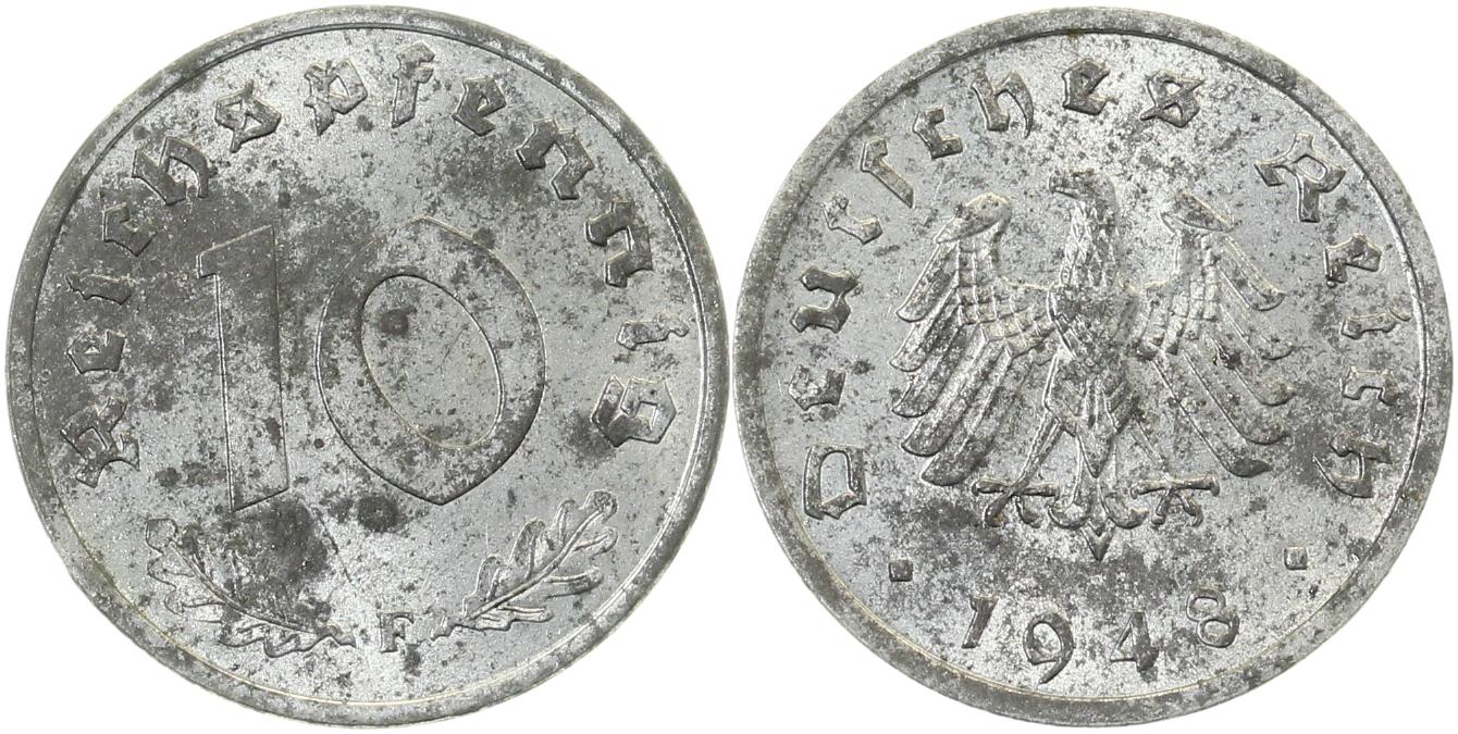 10 Pfennig 1948 F J375 Alliierte Besatzung