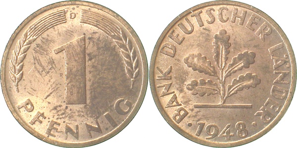 1 Pfennig 1948 D bfr J376 bfr 1 Pfennig