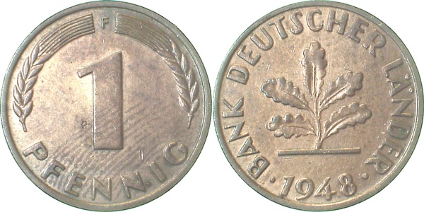 1 Pfennig 1948 F stgl J376 stgl, zaponiert