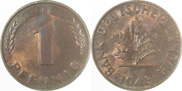 1 Pfennig 1948 F vz J376 vz 1 Pfennig