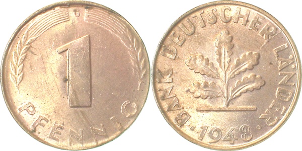 1 Pfennig 1948 G J376 fast bankfrisch